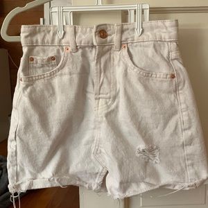 White denim mini skirt